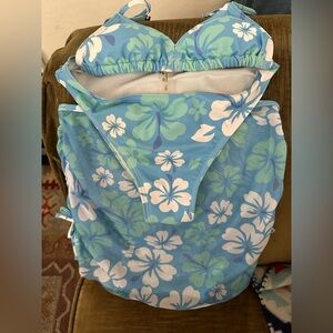 Girls 3 piece swimsuit set bikini with bottom coverup